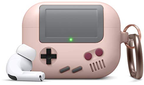 elago AW5 Case mit Karabiner Kompatibel mit AirPods Pro Hülle Ladecase - Design in der klassischen Handheld-Spielekonsole Schutzhülle (Sandrosa)
