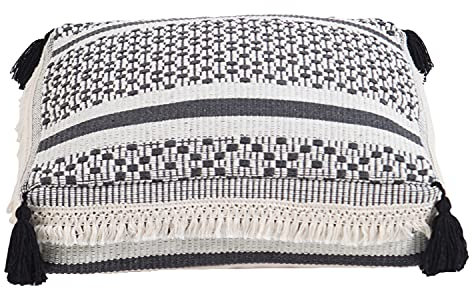 MOCOFO Freizeit Kreativer Sofa-Hocker, moderner, minimalistischer Tatami-Boden-Futon-Matte, grober Stoff, Bedruckte Quaste, Pouf-Bezug (Diamantgrau, 40 x 40 x 10 cm)