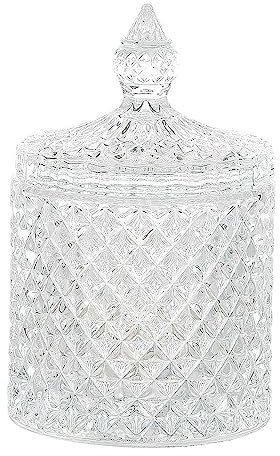 Pandecor Coppa Potiche Portaconfetti con Coperchio in Vetro Stile Boemia d. 8,5 x h. 14 cm