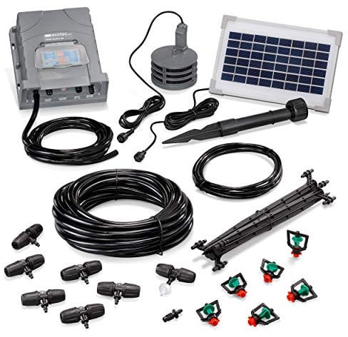 esotec Solar Bewässerungssystem WaterSprinkle Professional, Sprinklersystem, 6 Sprinkler, Sprinkleranlage, Gartensprinkler, automatische Pflanzenbewässerung, Hochbeet, Gewächshaus, Garten, 101121