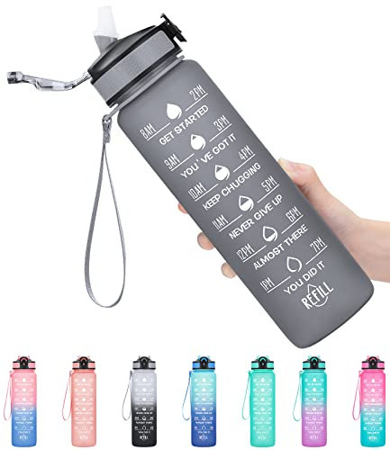 MEITAGIE 1000ml Motivational Water Bottle with Time Maker and Straw, BPA Free, Tritan Plastic, Ensures You Stay Hydrated All Day for Gym, Outdoor Sports