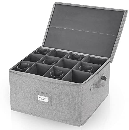 IN.DI&IN.WE Wine Glass Storage Container Stemware,China Storage Containers Set Chest,Wine Glasses containers Case for protect Cocktails and Crystal Glassware Hard Shell moving Box (Grey)