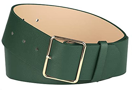 Allegra K Damen PU Ledergürtel Metall Dornschließe 2 Zoll breiter Gürtel Grün Fit waist 77-95cm/30-37
