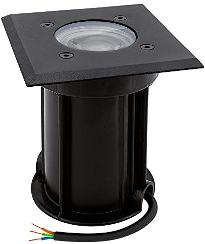 linovum BOQU Bodenstrahler Einbau schwarz IP67 inkl. LED Lampe GU10 3W neutralweiß - Außenleuchte eckig Strom mit Kabel 230V