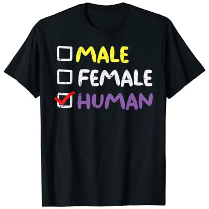 Male Female Human Checkbox LGBTQ Non-Binary Flag Genderqueer T-Shirt