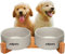 Edipets, Comedero Perro Gato, 400, 800 y 1900 ml, Cerámica, Individual y Doble, Soporte de Bambú Antideslizante, Pequeño Mediano y Grande, 5 Colores (Doble Mediano, Gris)