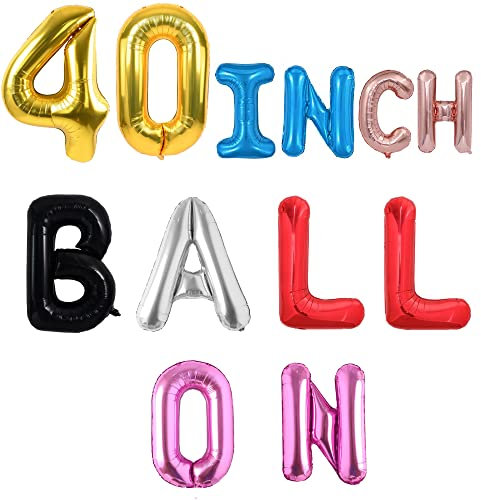 Nballoon Palloncino Combinazione Gratuita 40 Pollici Alfabeto e Supporto Digitale Poliestere Compleanno Nome Banner, Oro, Argento, Oro Rosa, Blu, Unisex, Bambini Unisex