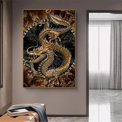 DQLREW leinwandbilder Leinwand Malerei Leinwanddruck Plakat Wand dekor poster und drucke moderne kunst chinesische drachen bilder hause wohnzimmer dekoration rahmenlos-60x90cm, Grün