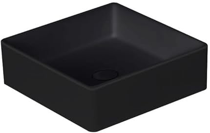 StoneArt Waschbecken Mineralguss Aufsatzwaschbecken Waschtisch Handwaschbecken Waschschale für Bad und GÄSTE WC LC110 40x40cm schwarz matt
