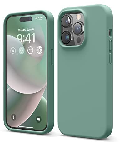 elago Liquid Silicone Case Kompatibel mit iPhone 14 Pro Hülle (6.1), Hochwertiges Silikon, Ganzkörperschutz - 4 Schichten stoßfeste Handyhülle, kratzfestes weiches Mikrofaserfutter (Nachtgrün)