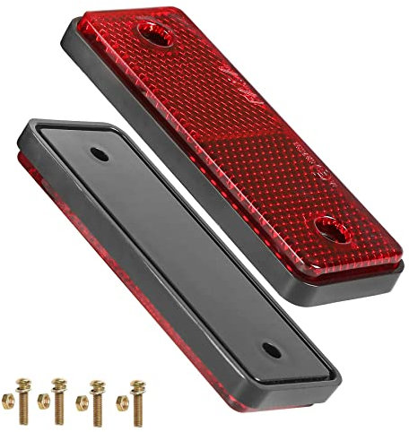 AGRISHOP 2x Reflectors Rojo Rectangular,Catadioptrico con Tornillos para Remolque, Homologados E,95x37x9.6mm, Reflector de Seguridad de Poste Tractor Bicicleta (Rectangulares/Tornillos /2Piezas)