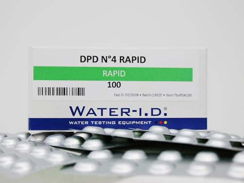 WATER-I.D. - DPD No.4 Rapid Dissolve Tablets | Chlorine Measurement for Pools & Spas | Active Oxygen 0.0-15.0 mg/l | Compatible with Pooltester Range | 100 Pack, DPD