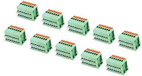 sourcing map 10 Packungen PCB Federklemme Blockanschluss KF141R 150V 2A 2.54mm 7 Positionen 90 Grad für PCB Board Elektronik Computer
