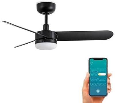 ventyly - BAIRES Ventilador negro Ø90cm luz wifi
