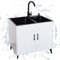 Komplettspüle Spüle mit Unterschrank,Ausgussbecken küchenunterschrank Kitchen Sink küchenspüle Waschbecken Edelstahl Spülbecken Freistehende Spültisch Spülenschrank mit Spüle und Armatur ( Color : Wit