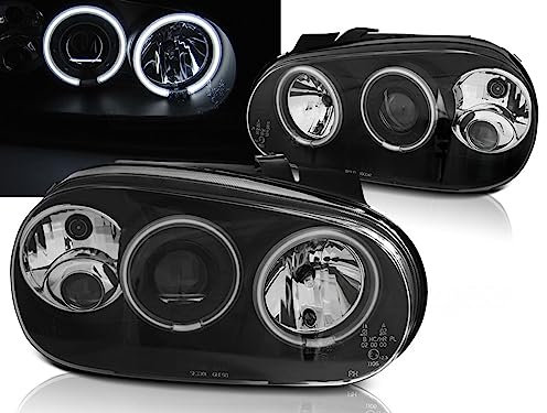 CR-Lights CCFL Angel Eyes Scheinwerfer für VW Golf 4 IV 09.1997-09.2003 in schwarz, (LPVWN8)