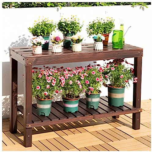 Plant Stand Indoor Outdoor, Bonsai Rack, Multi Tier Blumenständer, Blumentopf Display Regal, für Home Rasen Garten Balkon (Color : Brown, S : 120cm/47.2inch)