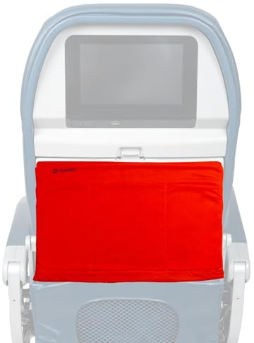 Airplane Tray Organizer/Tote with 4 Storage Pockets, Back Seat Airplane Tray Cover, Converts into a Drawstring Tote, Washable, Durable & Lightweight (2.8 oz) Airplane Travel Essentials, Fire Orange