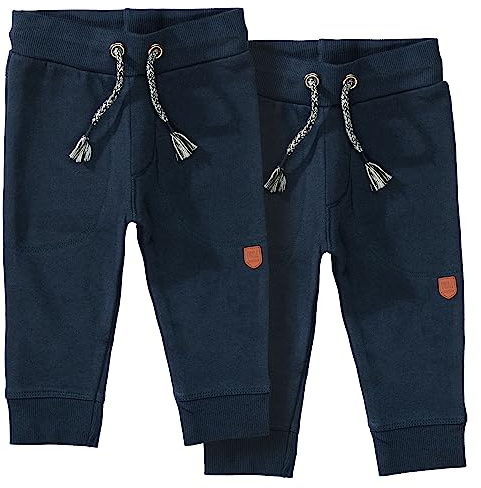 Staccato Unisex Baby Jogginghose | Kordelzug | elastische Rippbündchen Größe 68-86 für Jungen und Mädchen (74, Doppelpack Marine/Marine)