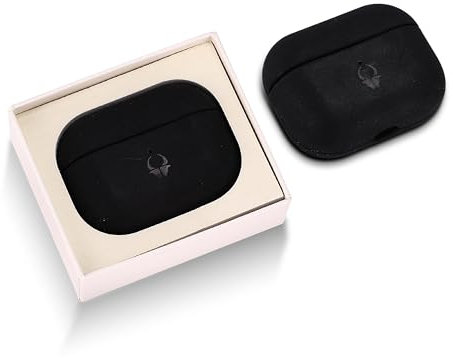 DONBOLSO Airpods Pro Gehäuse - Etui aus echtem Leder für AirPods Pro - Klassisches Design mit einzigartiger Patina und Anti-Drop-Schutz - airpods pro pro Etui - Schwarz