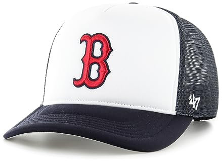 '47 Boston Red Sox White Navy MLB Tri Tone Foam Offside Trucker Cap - One-Size