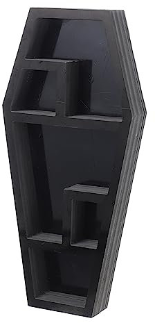 minkissy Sarg Lagerregal Holz Sarg Tablett Curio Sarg Regal Horror-sargregal Dekorativer Sarg-Organizer Gruseliges Sargregal Desktop-sargregal Sarg Wandregal Kristallständer Gotisch Plastik