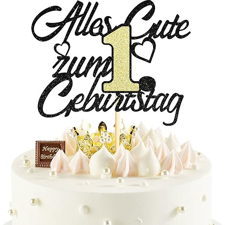 Sumerk 1 Stück 1.Geburtstag Tortendeko Happy 1st Birthday Cake Topper 1.Alles Gute Geburtstag Cake Topper 1 Jahre Torte Kuchen Deko für 1 Geburstagstorte Deko Jungen Mädchen