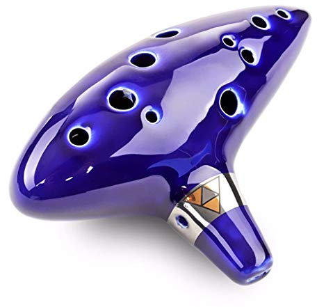 OUSIKA 12 Löcher ofengebrannte Keramik Alto C Legend of Zelda Ocarina Flute of Time Keramik Blau for Geburtstag Flöte