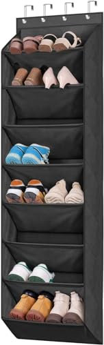 MISSLO Schuhregal für Tür hinten mit 8 großen Taschen, hängender Schuh Organizer für Schrank Aufhänger passt 20-Paare für Rückseite der Tür Schmale Schuhaufbewahrung, schwarz
