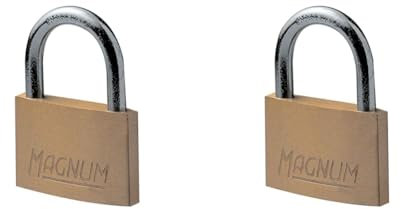 Master Lock CAD20 Magnum Small Padlock with Brass Body and Key, Gold, 3,4 x 2 x 0,8 cm (Pack of 2)