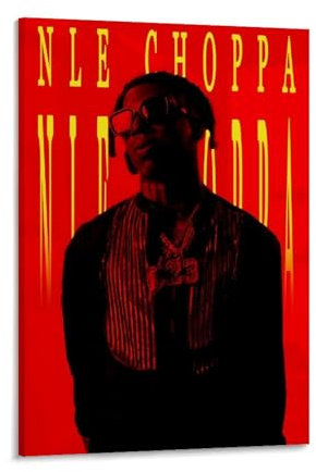 Nle Choppa-Poster, rotes Vintage-Poster, Leinwand, Wandkunst, dekoratives Wohnkultur, Gemälde für Wohnzimmer, Schlafzimmer, 60 x 90 cm, Rahmenstil-2