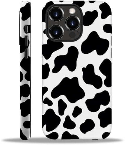 SEized Case Compatible with for iPhone 13 Pro Max,Black White Cow Pattern Phone Case for Girl Women Boy Men,Soft Silicone Protection Case for iPhone 13 Pro Max
