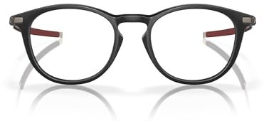 Oakley Herren Ox8105f Pitchman R Low Bridge Fit Runde verschreibungspflichtige Brillenrahmen, Satin-Schwarz/Rot/Demo-Gläser, 52 mm