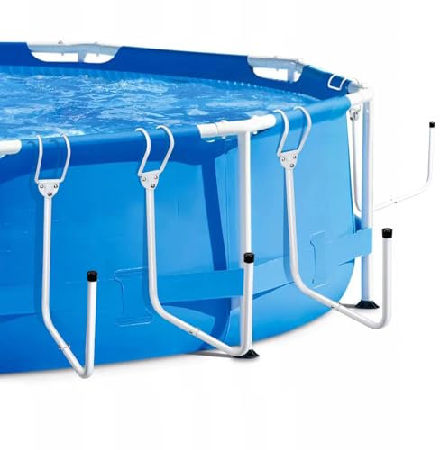 URKSin Pool Cover Holder, 4Pcs Solar Pool Cover Storage Hooks, Adjustable U-Shaped Iron Tube Set for Framed Above-Ground Swimming Pools, White