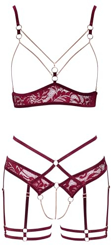 Abierta Fina Strapsset, Rot, L