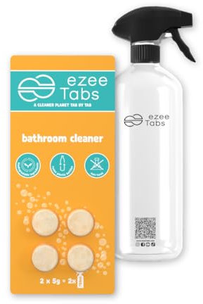 EzeeTabs Limpiador de Baño - Pastillas Limpiadoras para una Limpieza sin Microplásticos, Biodegradable y Vegana - 4 x 750ml de Limpiador de Baño