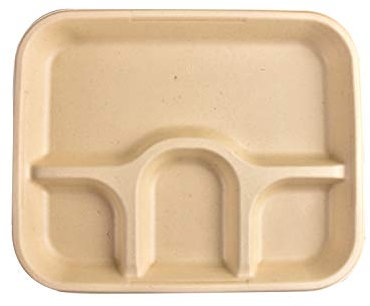 Nobel Eco-Friendly Compostable Plates, Sugarcane Fibre Residue, Biodegradable (25, 4 Compartment)