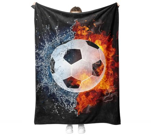 Fußball Kuscheldecke Flanell Decke Fußball-Muster Fleecedecke Flauschig Weich und Warme,3D Fußball Wohndecke Sofadecke Couchdecke Für Teens Erwachsene. (Style C, 150x200cm)
