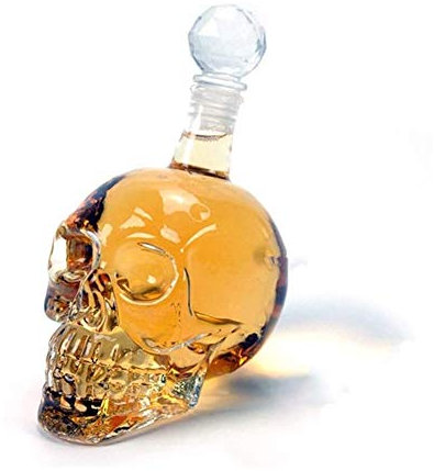 Whiskey Decanter, Whiskey Decanter, Crystal Skull Bottle, Glass Dispenser Also for Brandy Tequila Bourbon Scotch Rum, Great Gift for Any Bar