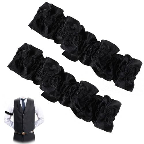 AHQiZFX 1Pair Arm Garters for Men Sleeve Garters 1920's Armband Garter Roaring Anti-Slip Shirt Sleeve Holders for Men Women Roaring Arm Garters Shirt Belt Costume Classic Casino Dealer Armband Garter