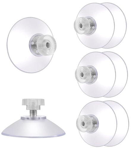 8 Ventosas Grandes, Ventosas Transparentes de 41 mm, Ventosas de Plástico con Tuerca Moleteada, Succión con Tuerca de Tornillo de Metal, Ventosa Fuerte para Puerta, Pared, Ventana, Vidrio