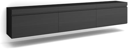 Skraut Home | TV-Schrank, Lowboard | für Wohnzimmer und Esszimmer | 240x45x35 cm | Hängend | Moderner Stil | Schwarz