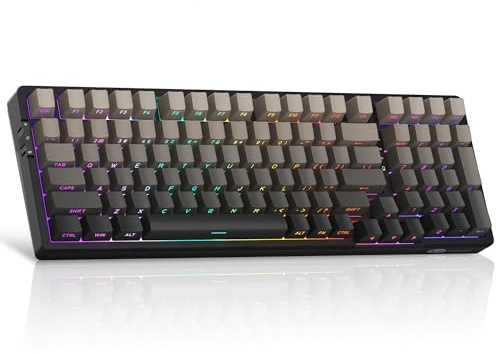 MageGee LIGHT100 Wireless Creamy Keyboard, Gasket Structure Hot Swappable, 2.4G/USB-C/BT5.0 RGB Backlit Mechanical Gaming Keyboard for Win/Mac/PC, 8000mAh Battery, Side Printed PBT Keycap, Black