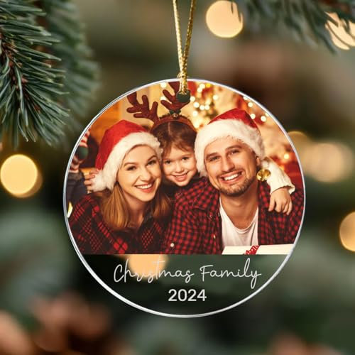 HOBULL Personalisierte Weihnachtskugeln mit Foto, Christbaumkugel Anhänger Personalisiert Keramik Weihnachtskugel Bild, Weihnachtsbaumschmuck Geschenke für Mama, Papa, Haustiere, Kinder, Freunde