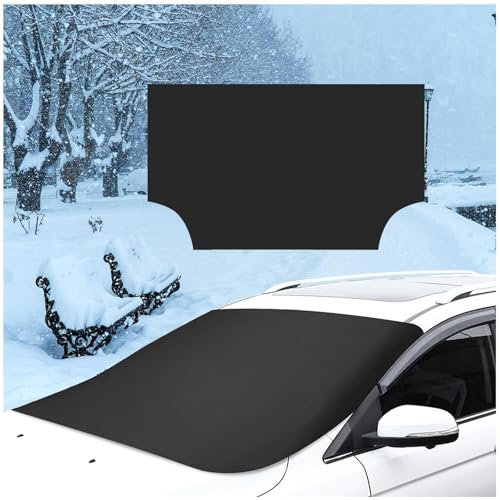 Tkxjry Auto Abdeckung für die Frontscheibe,210 * 145 * 125 cm Magnetische Windschutzscheibenabdeckung,Kfz Outdoor Abdeckplane für Sommer & Winter,6 Magnet Faltbar mit UV Shutz gegen Sonne,Schnee,Staub