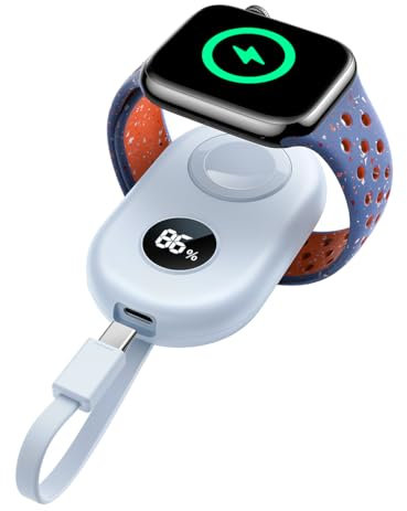 JOYROOM 2500 mAh Power Bank per Apple Watch con USB C Cavo, [Display LED] Caricatore Apple Watch Portatile compatibile con Apple Watch 11/10/9/8/7/6/SE/5/4/3/2/1/Nike/Ultra/Ultra 2 (Blu)