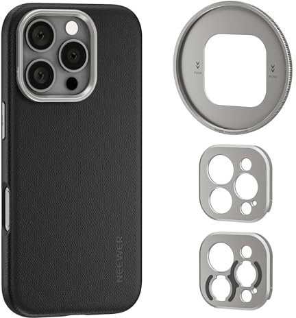 NEEWER Handyhülle für 16 Pro, rutschfeste, robuste TPU/PC Schutzhülle mit modularen hinteren Platten für 67mm Filter/17mm Objektiv/T Mobtage Objektiv kompatibel mit iPhone 16 Pro MagSafe Moment PA083P