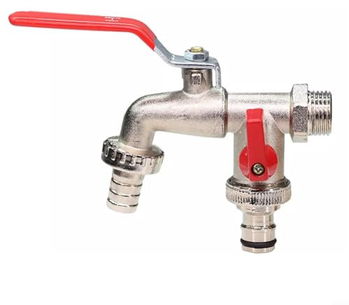 Advokingtap 2 in 1 per esterni a parete doppia valvola Feucets 1/2 Giardino esterno rubinetto tubo raccordo per irrigazione giardino (doppio)