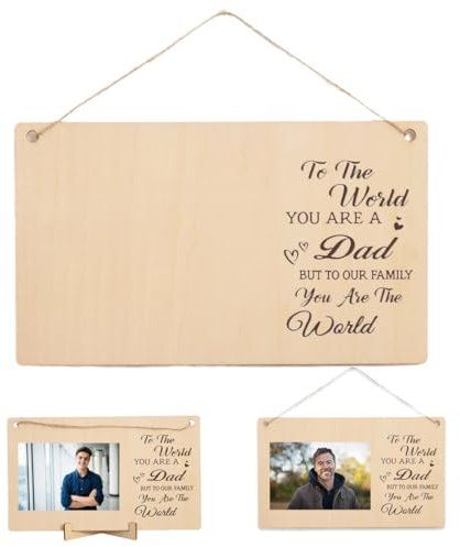 NOPKESV 1 Stück Fotorahmen mit Wäscheklammern aus Holz Geschenk für Papa Detail Überraschungs Fotorahmen Grußkarte Vatertag Bester Vater der Welt Ich liebe dich Papa Polaroid Fotorahmen