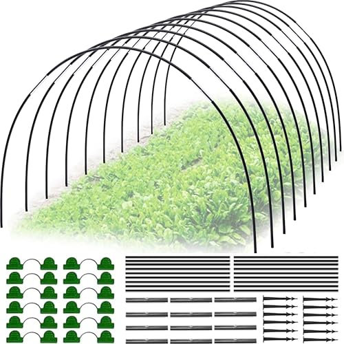 Jiahuade Archi per Tunnel Orto,Archi per Serre a Tunnel,Telaio per Serra Orto,Strutture per Serre a Tunnel,Pneumatici per Serra,Cerchi da Giardino per Serra,Archi per Serra da Giardino (18Pcs)